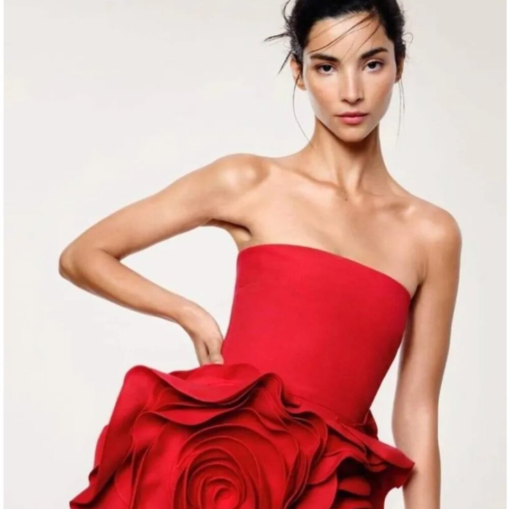 Eudora Flower Strapless Mini Dress